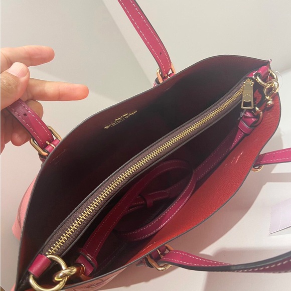 Coach Flower Pink/Bright Violet Mollie Tote Bag 25 With Cherry Print #CR293 - Picture 5 of 7